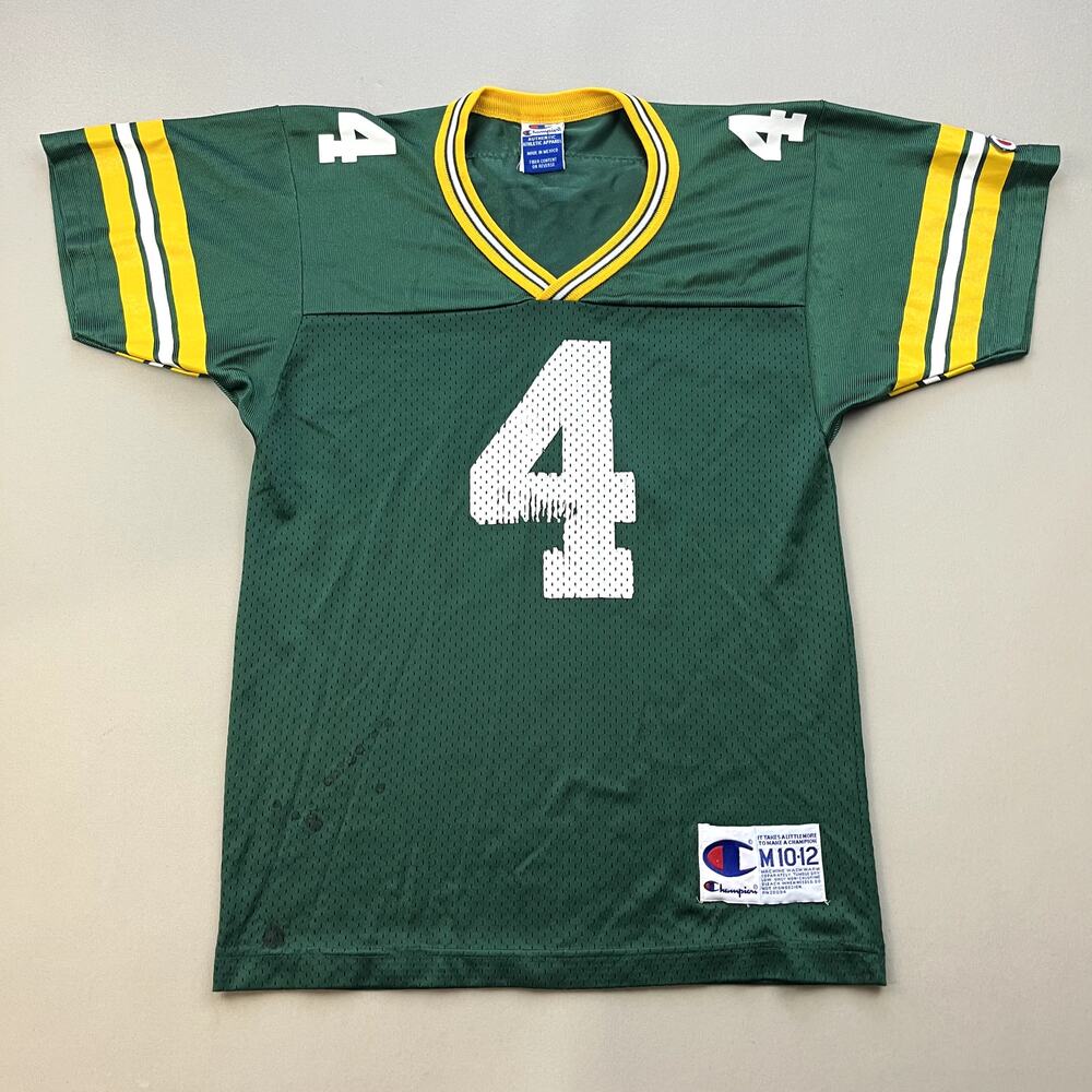 Vintage Green Bay Packers Brett Favre Jersey Youth Medium Champion NFL #4 90s